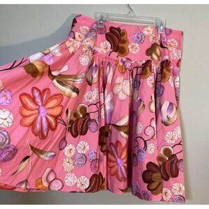Ticci Tonetto Flower Floral Cotton A Line Flare Skirt Pink Romantic Size 6